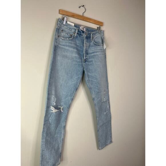 NWT Agolde Jamie High Rise Classic Distressed Jeans Blue Light Wash Size: 29 - Picture 3 of 9